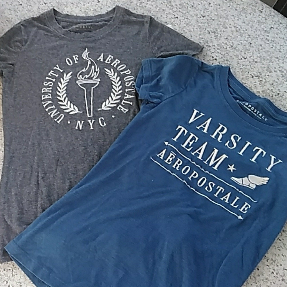 2/$14 Aeropostale EUC 2 tees dark gray/blue.